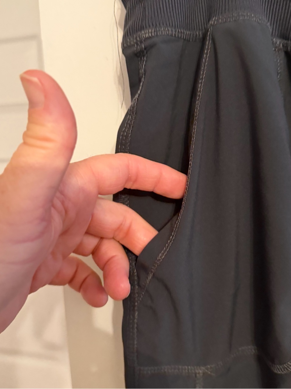Black Drawstring Capris with Ruched Side Panels - Picture 3 of 6